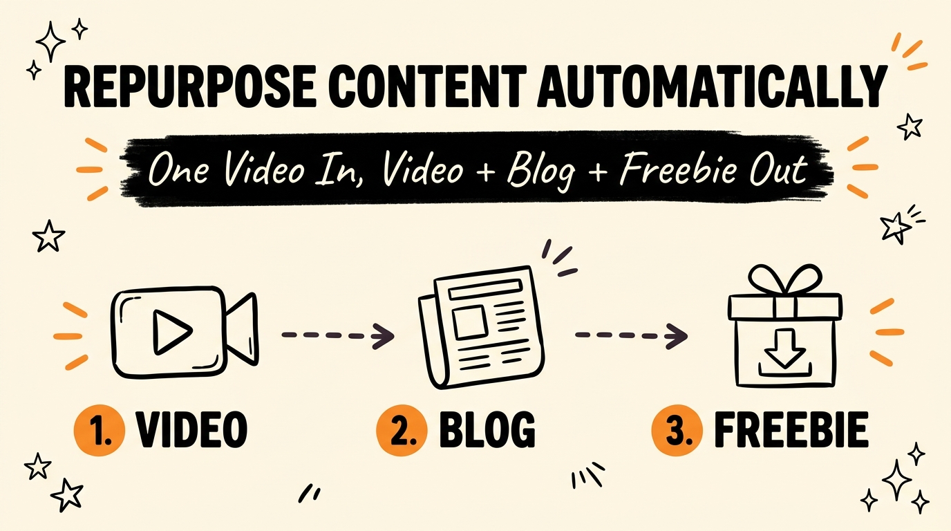 Repurpose Content Automatically: One Video, Blog & Freebie